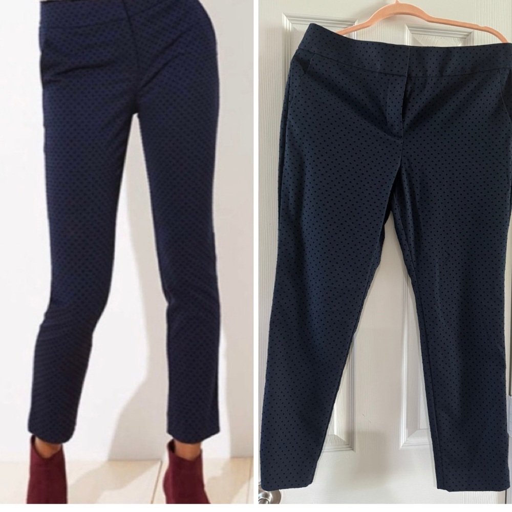 💙 Ann Taylor - Velvet Polka Dot Marisa Skinny Pants - Navy - Size 10P 💙